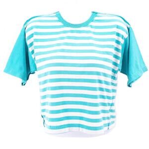 90s aqua striped crop top 1990s vintage